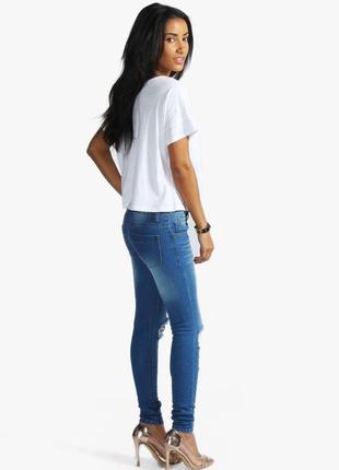 Рваные джинсы скинни с порванными коленями boohoo blue xxs-xs6 фото