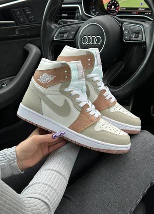 🔥женские кроссовки nike air jordan 1 high "milan beige fur”