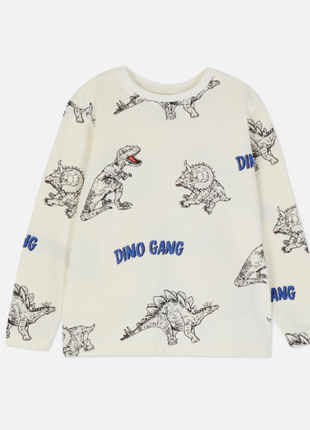 Светлый реглан лонгслив с динозаврами primark на мальчика 4-5 лет