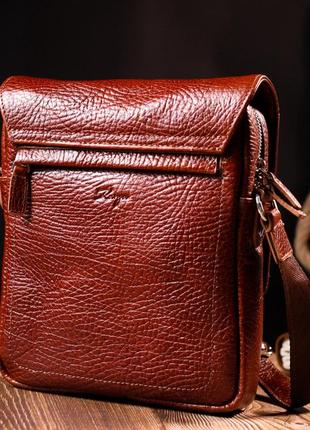Надежная сумка на плечо karya 20903 кожаная коричневый10 фото