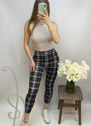 Shein актуальные лосины в клетку штаны треники леггинсы