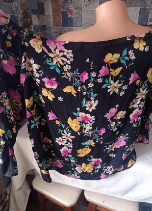 Блуза блузка в цветы рукава с разрезами на шикарные формы большого размера3 фото