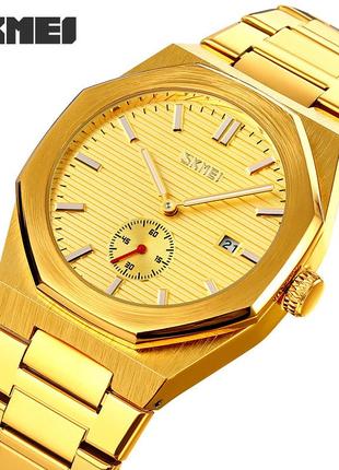 Спортивные мужские часы skmei 9262gdgd gold-gold водостойкие наручные кварцевые2 фото