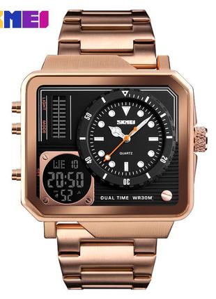 Спортивные мужские часы skmei 1392rg rose-gold водостойкие наручные кварцевые