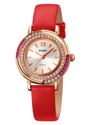 Женские часы skmei 1855rgrd rose gold-red наручные кварцевые