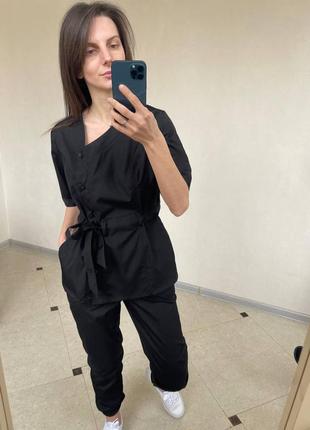 Медицинский костюм, черный медицинский костюм, медичний костюм