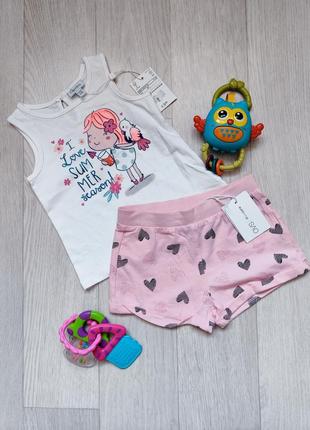 Літній костюм на дівчинку. майка на дівчинку.шорти ovs  12-18 міс