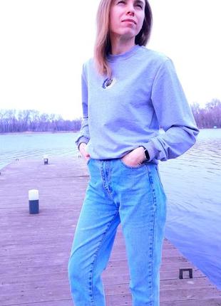 Свитшот женский патриотический серый "tryzub" с гербом