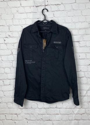 Рубашка куртка джинсова чоловіча чорного кольору нова indicode мілітарі code army урбан армійський