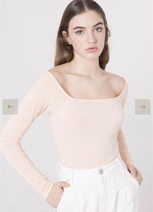 Персиковый нежный кроп топ с длинными рукавами bsl