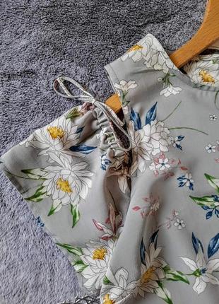 Романтическая нежная блуза с открытыми плечами цветочный принт2 фото
