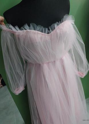 Шикарное воздушное розовое платье7 фото