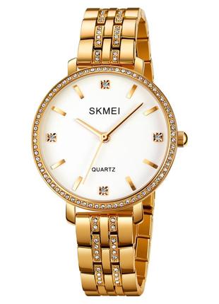 Женские часы skmei 2006gdwt gold-white наручные кварцевые