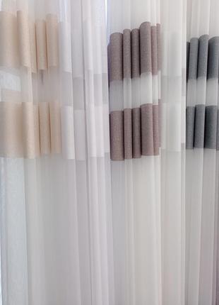 Тюль льон бамбук смужка різні кольори 🔥5 фото