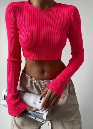 Кроп-топ жіночий з довгими рукавами повсякденний светр