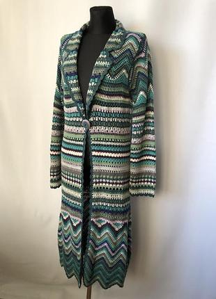 Бохо этно длинный кардиган крючком узор миссони