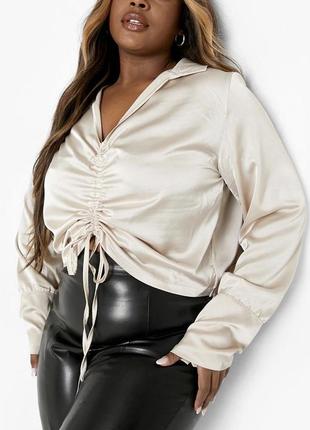 Блуза рубашка сатин 95% тутовий шовк в стиле zara