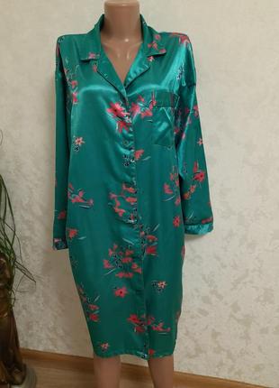 Невероятно красивый сатиновый халат рубашка для сна