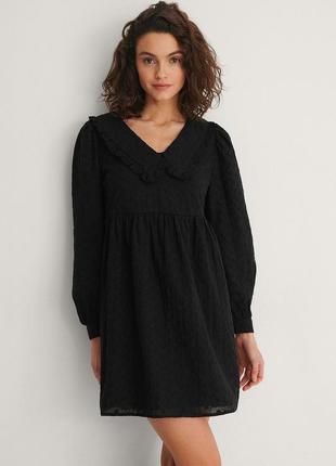 Черное короткое платье свободного кроя с длинным рукавом xxs, xs, 32, 34, 40, 424 фото