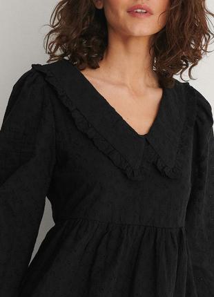 Черное короткое платье свободного кроя с длинным рукавом xxs, xs, 32, 34, 40, 425 фото