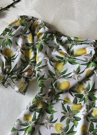 Сукня плаття в лимонах відкриті плечі4 фото