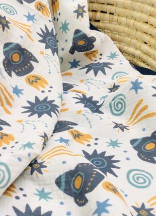 Легкий муслиновый летний плед 100х90 см, 100% органический хлопок