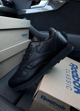 Reebok classic leather all black7 фото