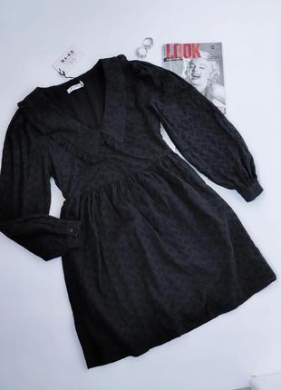 Черное короткое платье свободного кроя с длинным рукавом xxs, xs, 32, 34, 40, 426 фото