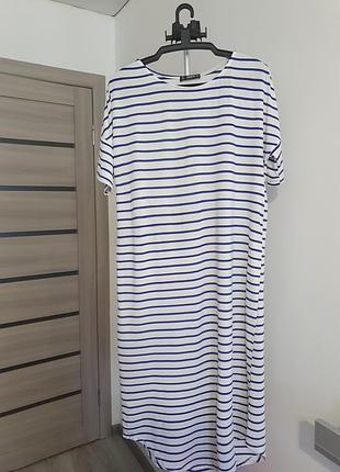 Сукня shein біла в синю полоску