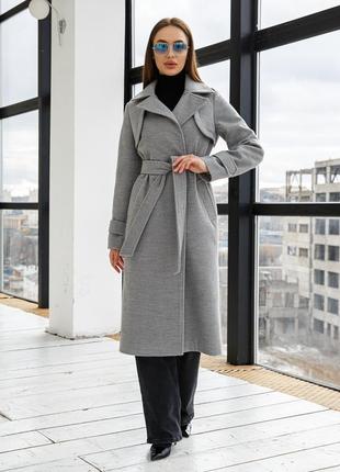 Демисезонное пальто пв-310 светло-серый
