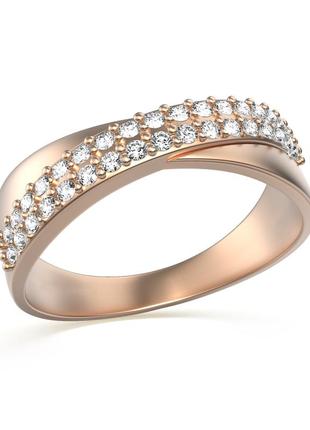Золотое кольцо с бриллиантами 0,34 карат. красное золото