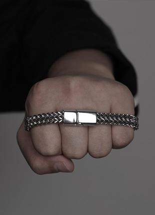 Уникальный мужской браслет серебряный. бестселлер. ювелирная нержавеющая сталь2 фото