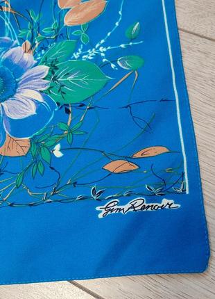 🔹голубой винтажный подпиской шарфик в цветочный принт🌼 gun renoir (26 см на 127 см)3 фото
