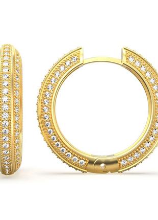 Золоті сережки кільця з діамантами 2,30 карат. жовте золото2 фото