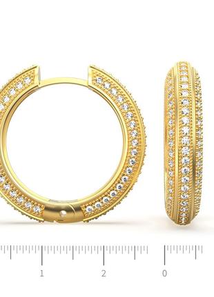 Золотые серьги кольца с бриллиантами 2,30 карат. желтое золото