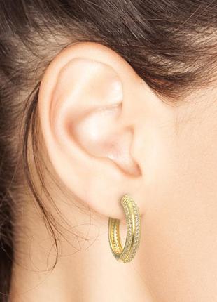 Золотые серьги кольца с бриллиантами 2,30 карат. желтое золото