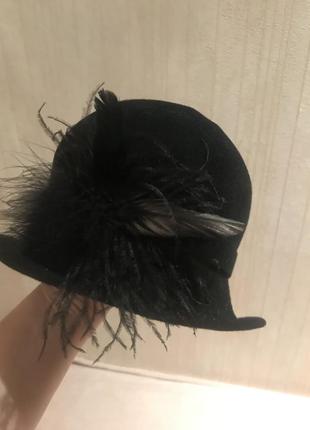 Шикарная женская фетровая шляпа с перьями чехия tonak4 фото