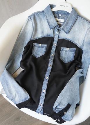 Рубашка джинсовая блуза с шифоном