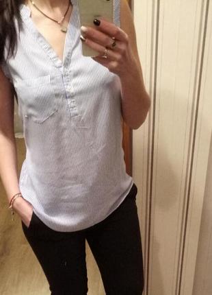 Легка блузка з короткими рукавами в смужку розмір м3 фото