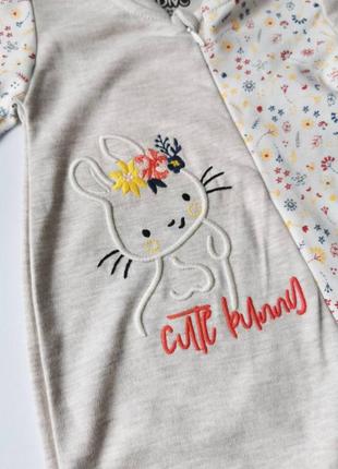 Человечек и шапочка комплект для девочки зайчик комбинезон ромпер боди4 фото