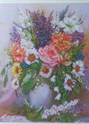 Алмазна вишивка "польовий букет" весняні квіти букет першоцвіти повна викладка мозаїка 5d набори 30х40 см