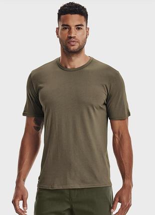 Under armour чоловіча зелена футболка m tac cotton t