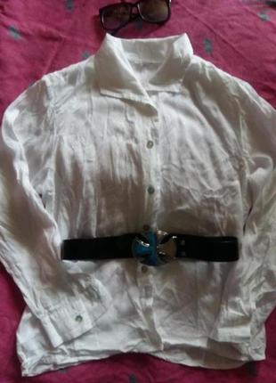 Белая блуза рубашка блестящая нить 48-50р.