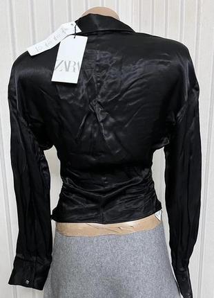 Черная атласная блуза zara4 фото