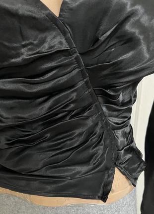 Черная атласная блуза zara5 фото