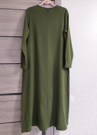 Длинное платье 🌱зелень - хаки🌱с карманами и длинным рукавом tavin( размер 12)2 фото