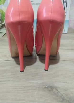 Секси туфли цвет розовый персик 38р на 23,5 см стопу7 фото