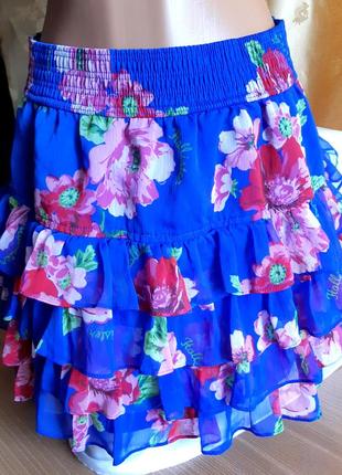 Ярусная  мини юбка,  шифон / от американского бренда hollister/ california./usa
