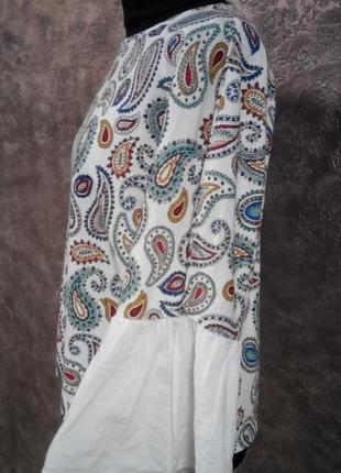 Свободная комбинированная блуза с воланом на рукавах m/l4 фото