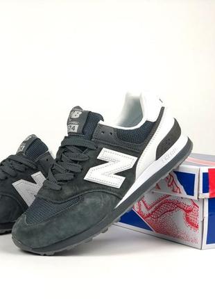 Класні жіночі кросівки new balance 574 grey white темно-сірі з білим2 фото